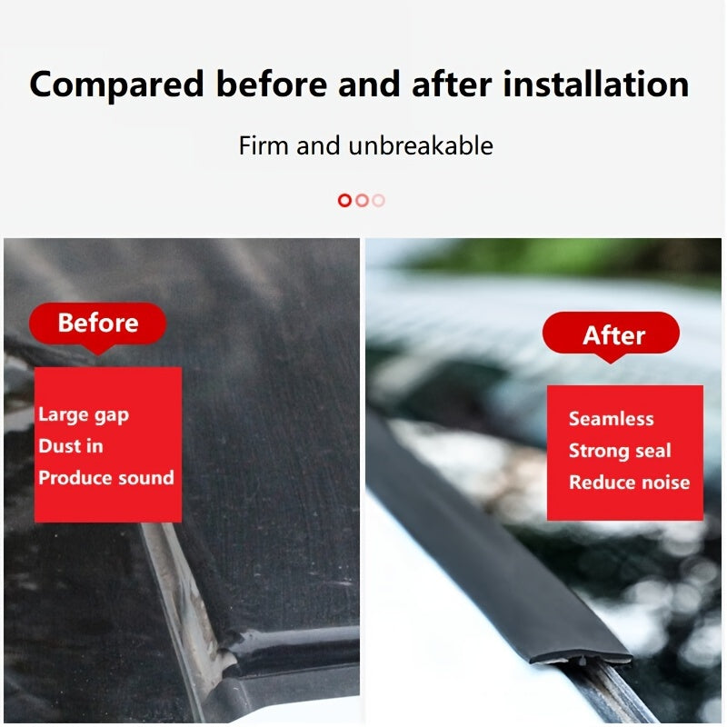 Weatherproof Synthetic Rubber Car Windshield Edge Seal Strip Left Side Auto Roof Protector