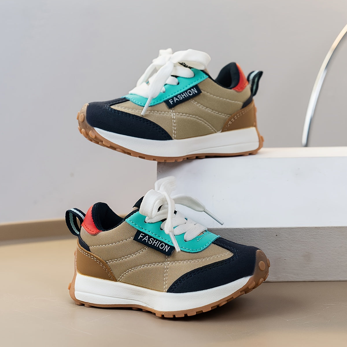 Infant Girls Sneakers Low Top Striped Fabric TPR Outsole Casual Sport