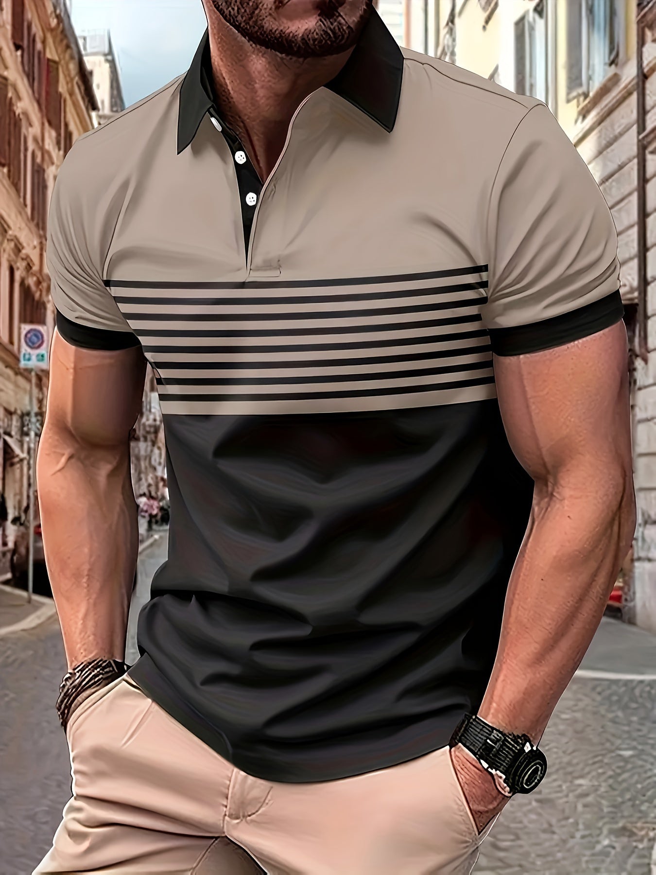 Men's Short Sleeve Shirt Geometric Color Block 3D Print Polyester Spandex Summer Casual