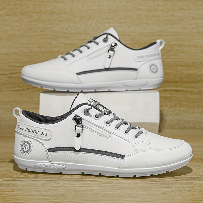 Women's Low-Top Sneakers White Black Lace-Up Casual Athletic Shoes