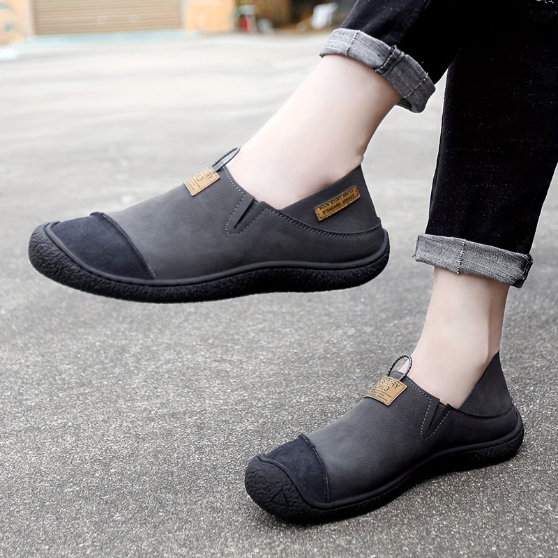 Men's Casual Loafers in Leather-Style Slip-On Shoes for Driving and Formal Wear Black Brown Grey