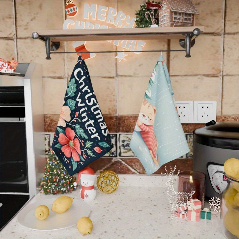 Set of 2 Christmas Kitchen Towels 18x66 cm Festive Holiday Decor