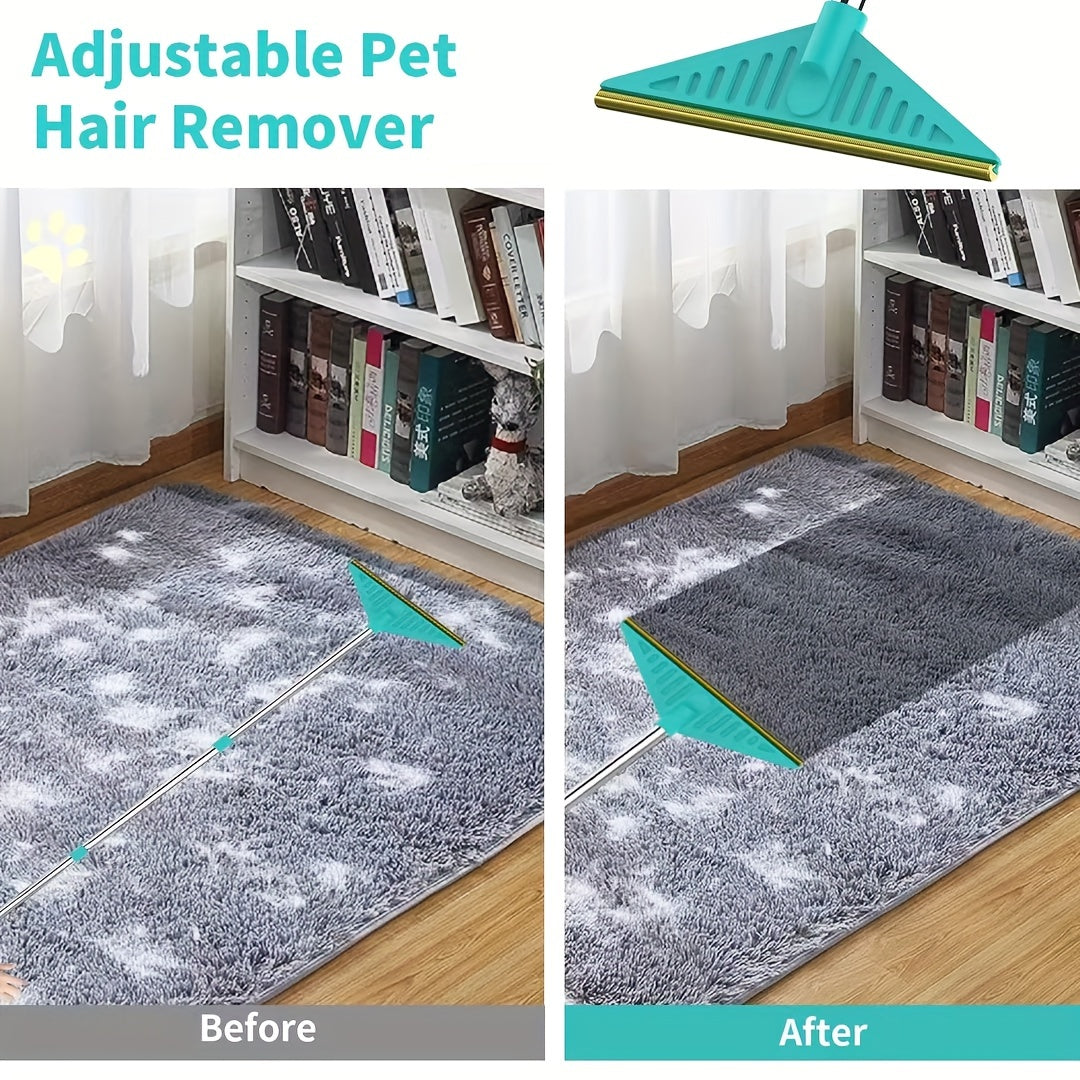 Long-Handled Pet Hair Remover Brush for Carpets Couches and Beds