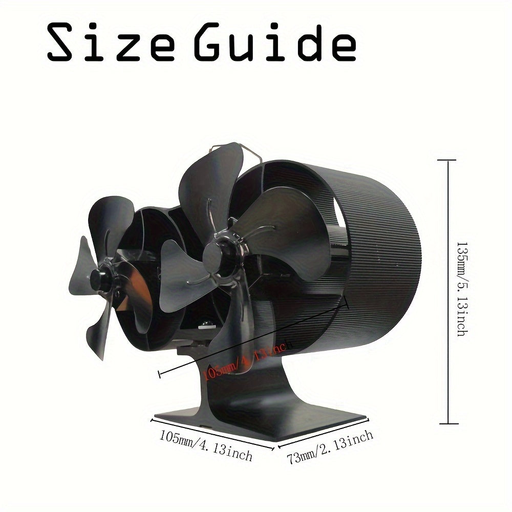 Wood Stove Fan Dual Motors Double-Headed Heat-Powered Fireplace Fan for Wood Gas Log Burners