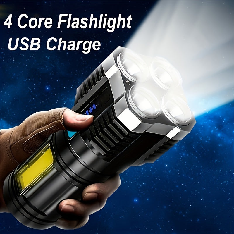 Rechargeable LED Flashlight with 400mAh Battery COB Side Light USB Powered Outdoor Searchlight
