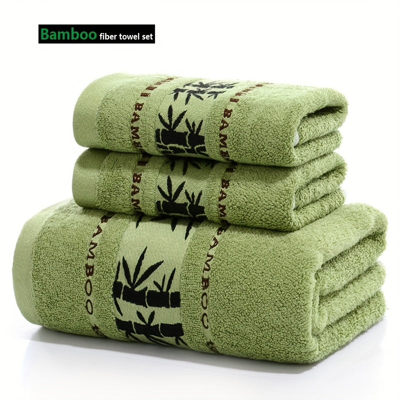 Bamboo Fiber Towel Set 3 Pieces Bath and Hand Towels Soft Highly Absorbent
