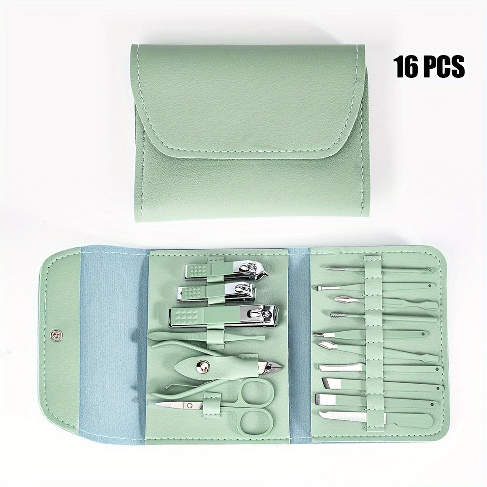 Stainless Steel Manicure Pedicure Set with Folding Bag, 4 8 12 or 16 Pieces