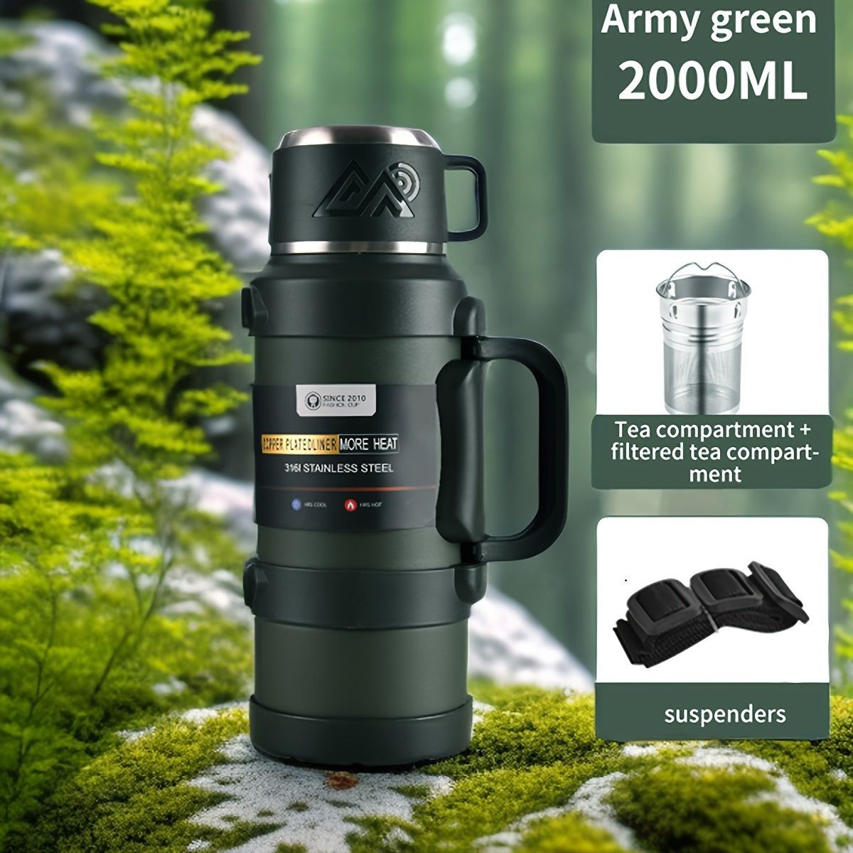 Large Capacity Insulated Stainless Steel Kettle Cooler Coffee Pot for Camping and Travel