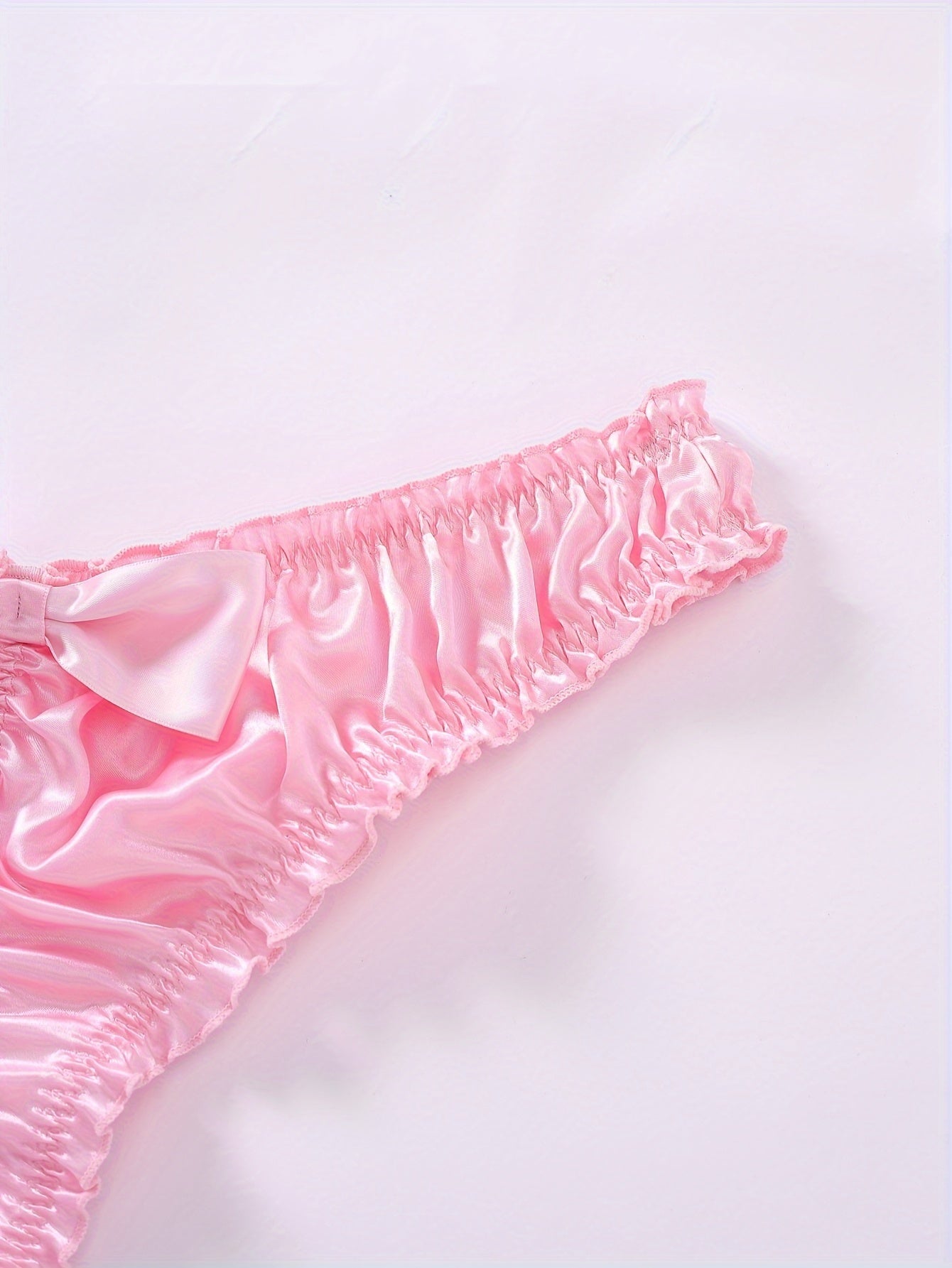 Plus Size Satin Ruched Brief with Bow Trim Lingerie