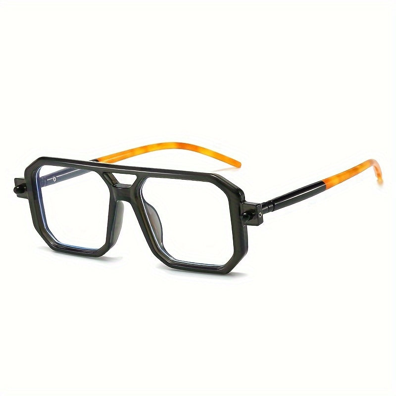 Retro Large Frame Glasses Men Women Double Bridge Stylish Eyewear for Daily Wear