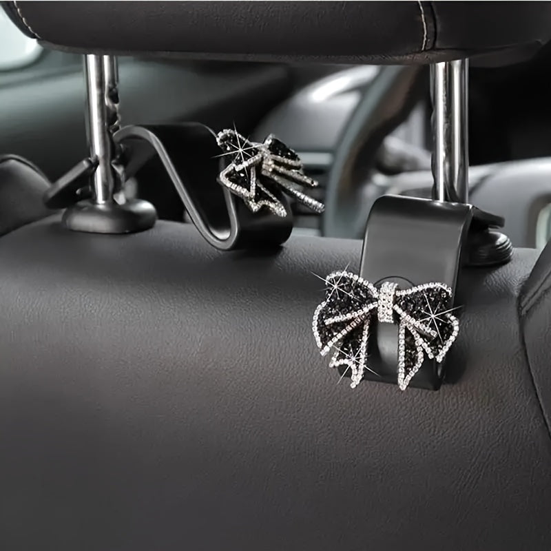 Cute Rhinestone Bow Car Hook Organizer for Grocery Bags and Accessories