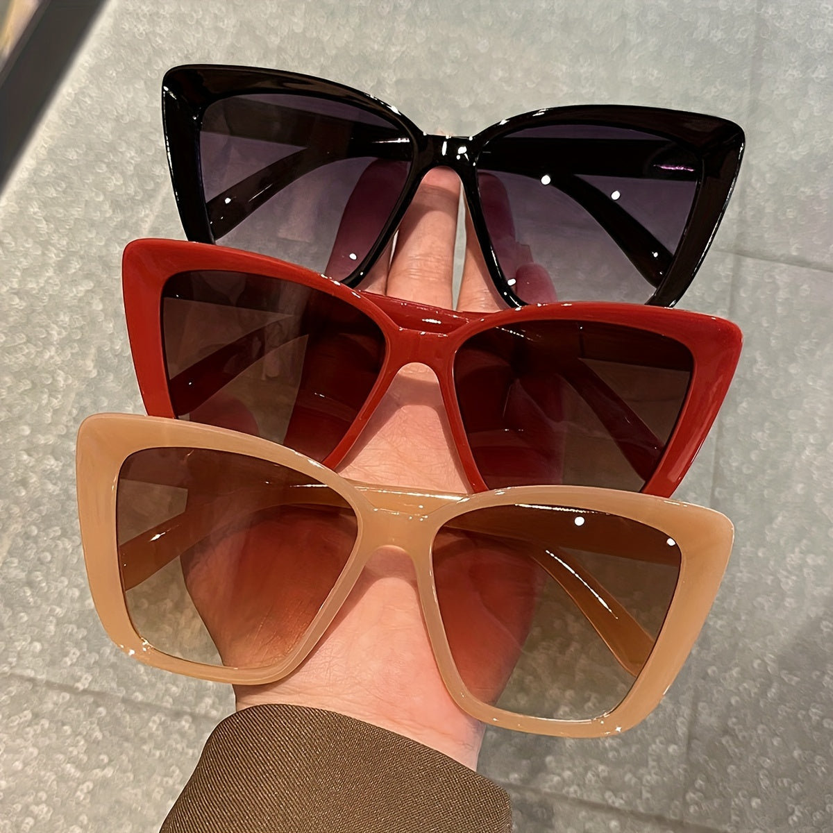 Set of 3 Women's Cat Eye Glasses in Classic Colors with Large Frames for Casual Wear