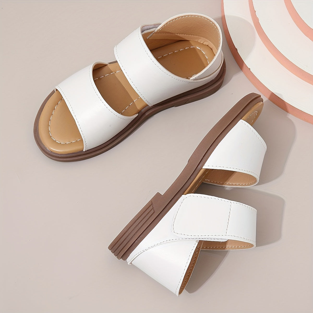 Girls Summer Sandals Open-Toe Braided Straps Flat Sole Casual Festival