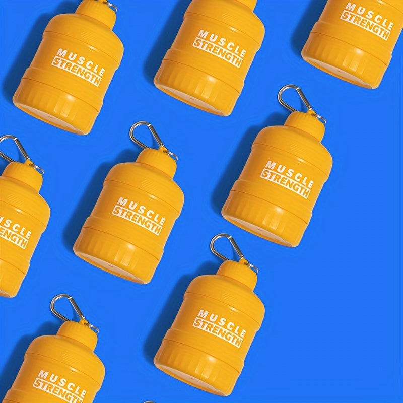 Portable Protein Powder Container with Multi-Tier Plastic Bottle and Keychain for Gym and Outdoor Sports