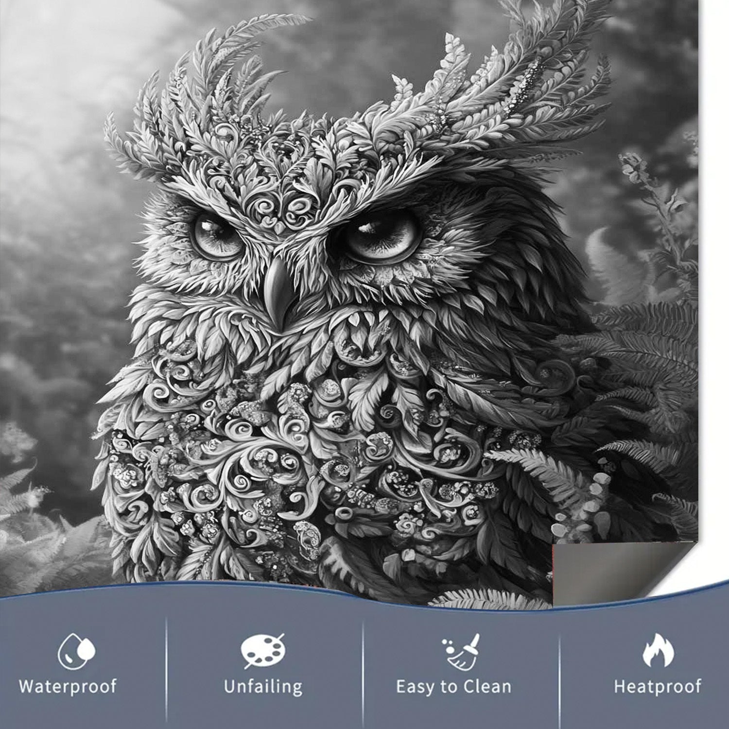 Owl idish-tovoq magnit qopqog'i metall paneli suv o'tkazmaydigan gull dizayni