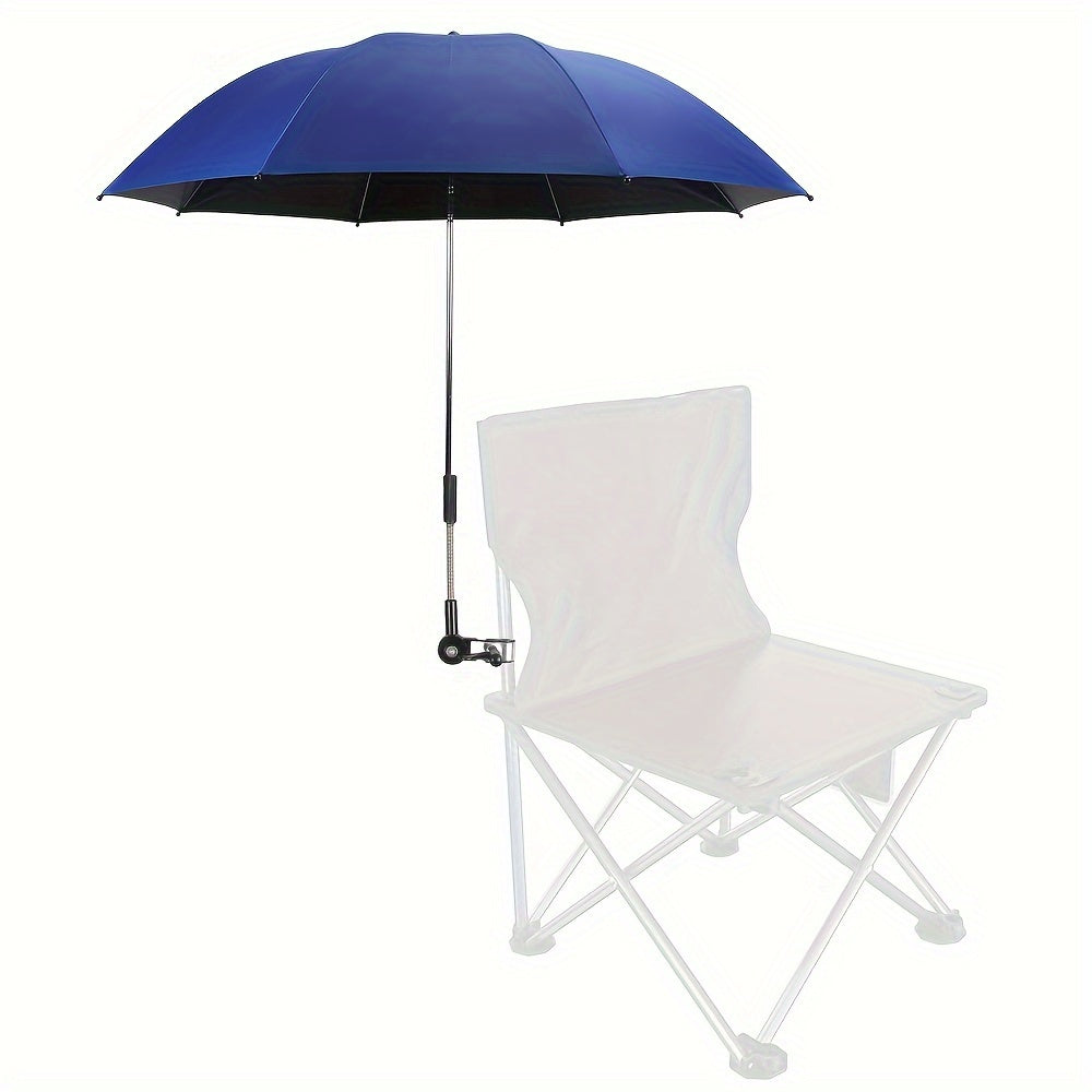 Portable Umbrella with Clamp 360-Degree Swivel Adjustable Height Alloy Steel Frame Blue