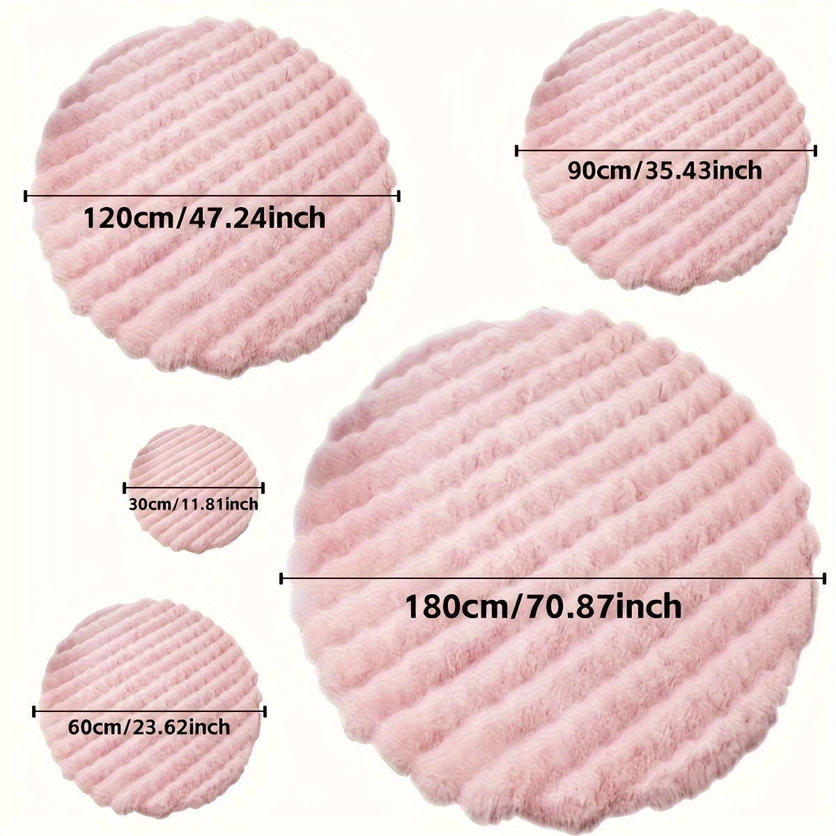 Faux Rabbit Fur Circular Rug Plush Soft Warm Area Rug for Living Room Bedroom