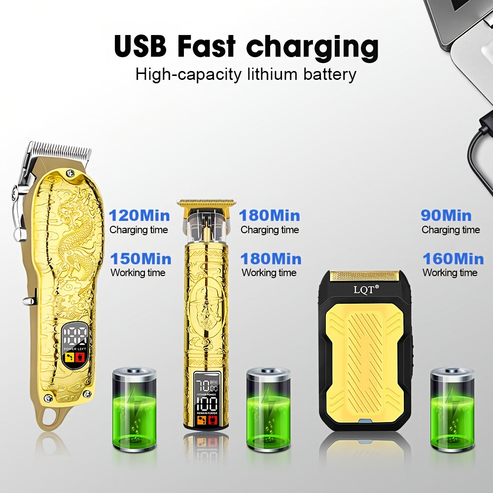 Cortapelos inalámbricos para hombres con pantalla LED, afeitadora eléctrica, recortadora de cabello, carga USB