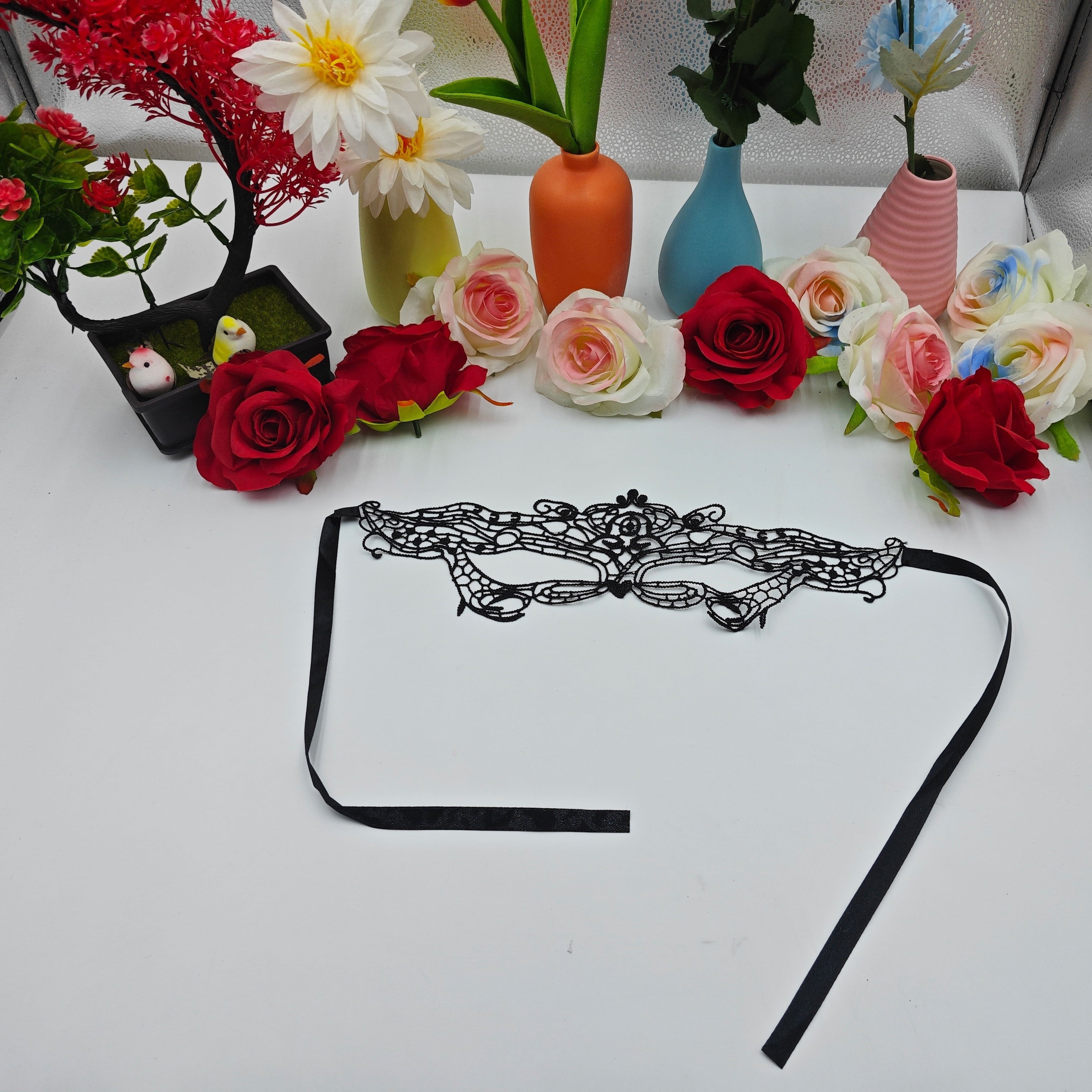 Semi-Sheer Floral Lace Blindfold for Women's Lingerie and Underwear