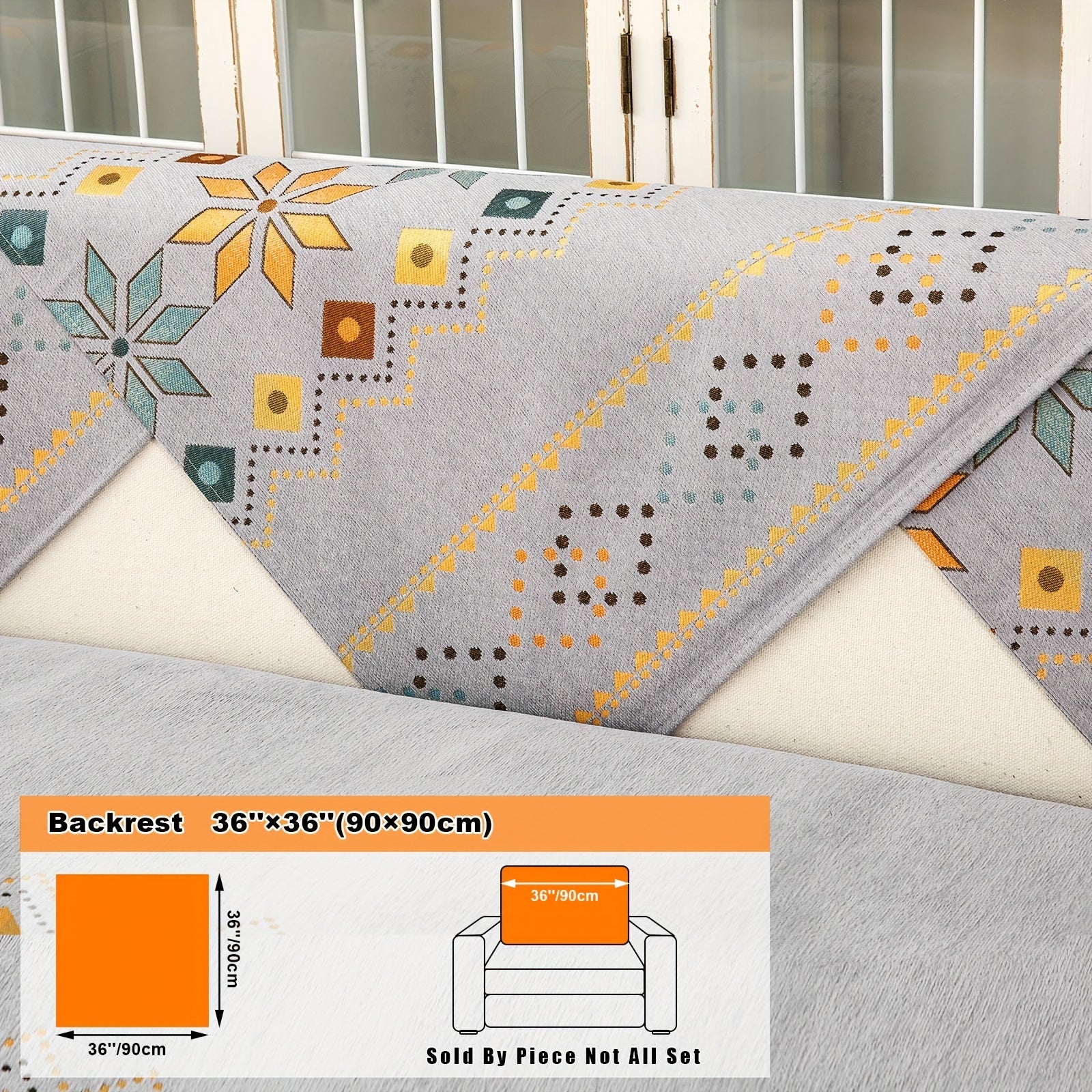 Bohemian Embroidered Sofa Slipcover with Pillowcase and Cushion Covers for Living Room and Bedroom