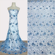 Floral Sequin Tulle Lace Fabric 4.57 Meters for Bridal Gowns Polyester Hand Wash