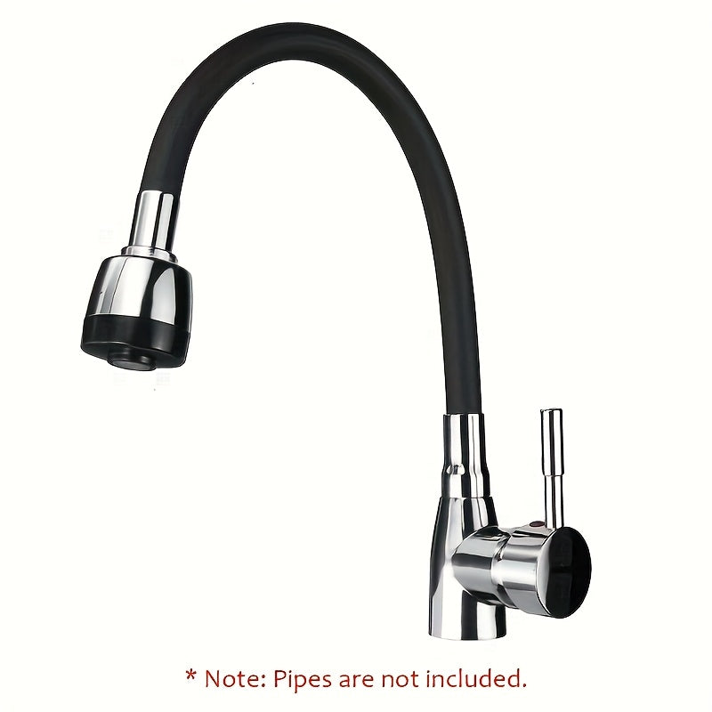 Zinc Alloy Kitchen Faucet with 360° Rotating Handle Chrome Finish Deck Mount Ceramic Valve