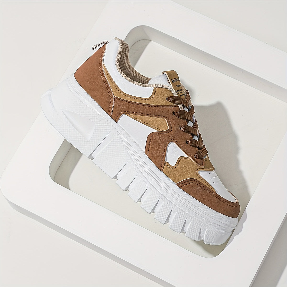 Zapatillas casuales de colorblock para mujer con cordones y plataforma para skate