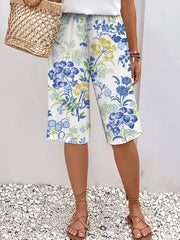 Women's Stretchy Polyester Capri Pants for Spring and Summer