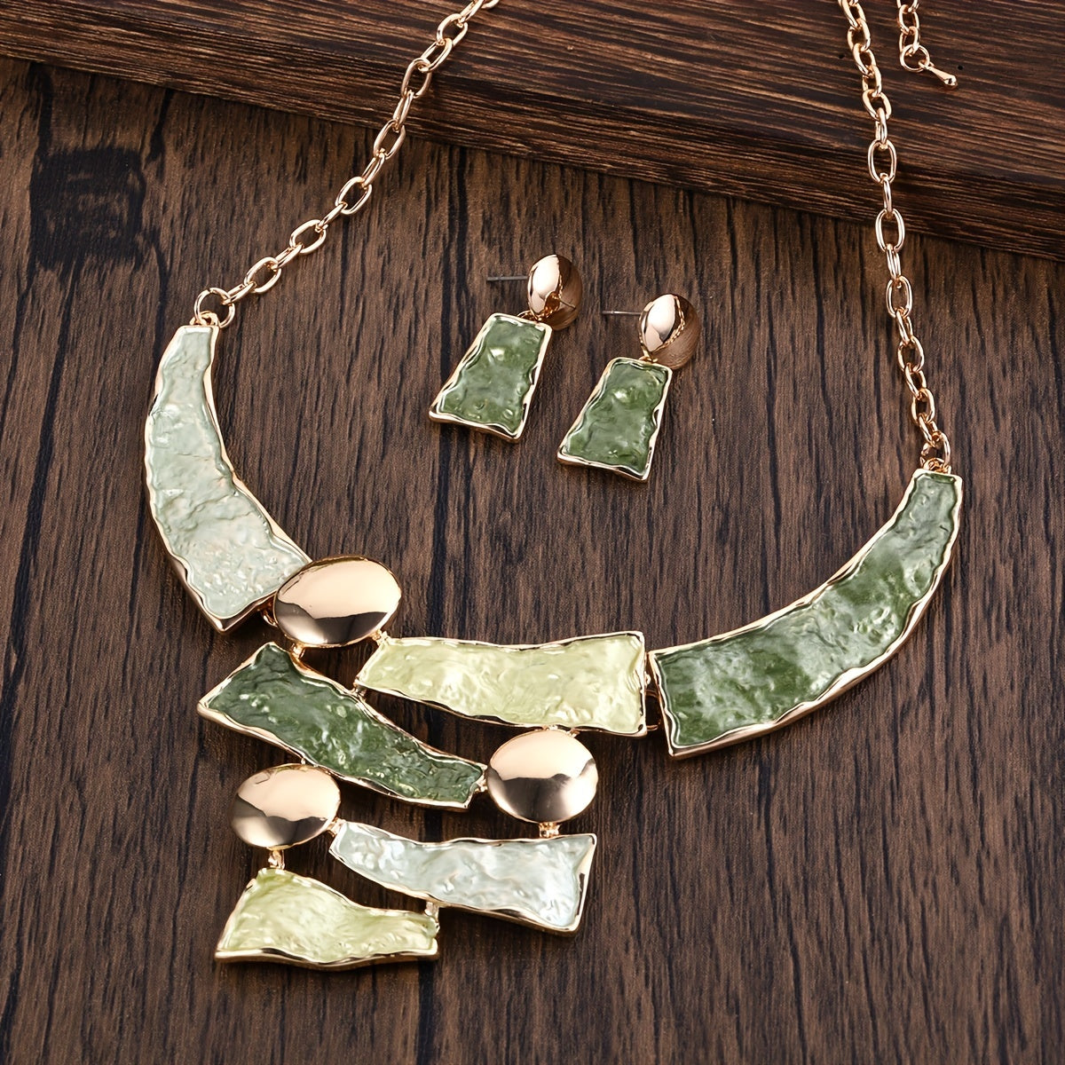 Multi-Color Retro Geometric Boho Jewelry Sets Earrings Necklace Women