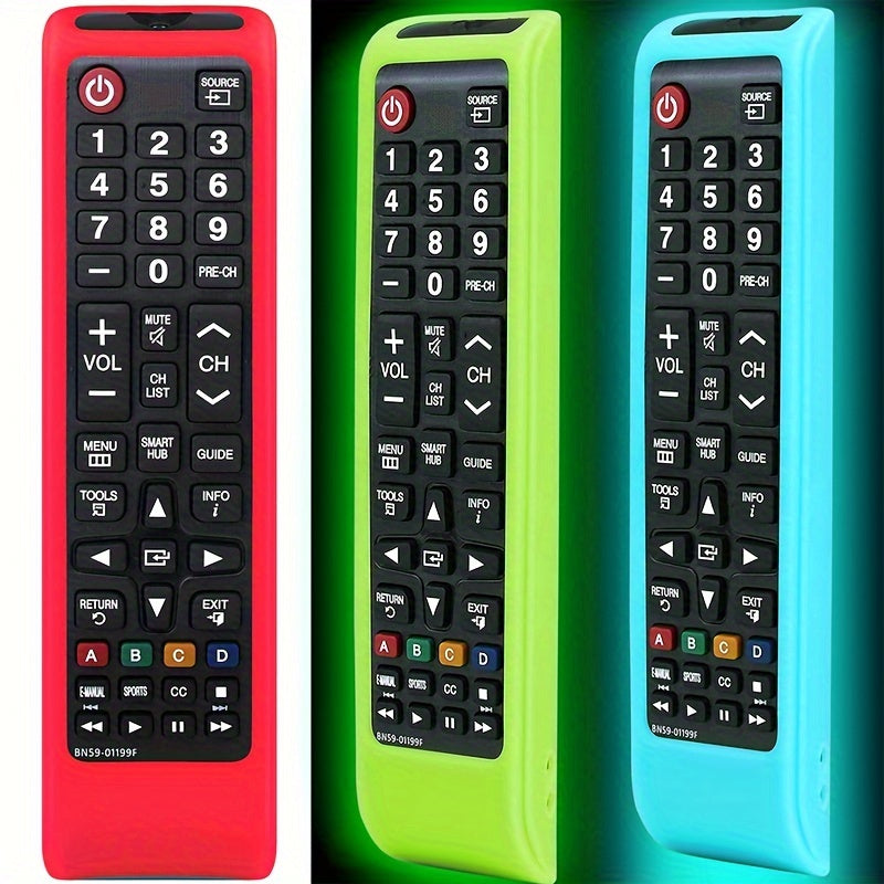 Silicone Remote Control Cover for Samsung BN59 Glow-in-the-Dark Anti-Slip Thick Protective Case in Red Green Blue