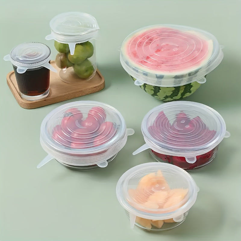 6-Pack Silicone Bowl Covers Reusable Food Storage Lids Dishwashable Microwave Safe