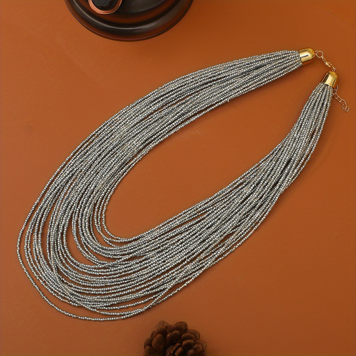 Multilayer Millet Bead Necklace for Women Boho Style Jewelry