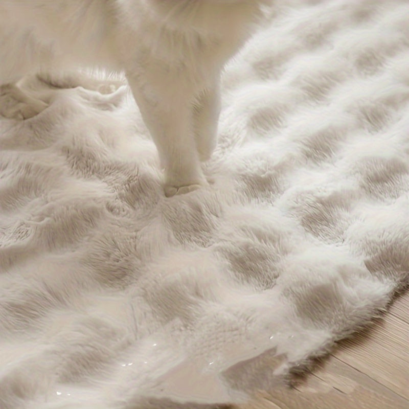 Alfombra redonda de peluche con pelo sintético, de pelo corto y suave, lavable a máquina, decoración para dormitorio