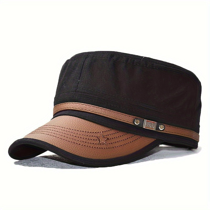 Gorra plana de mezcla de algodón para hombre con visera curva para protección solar en verano