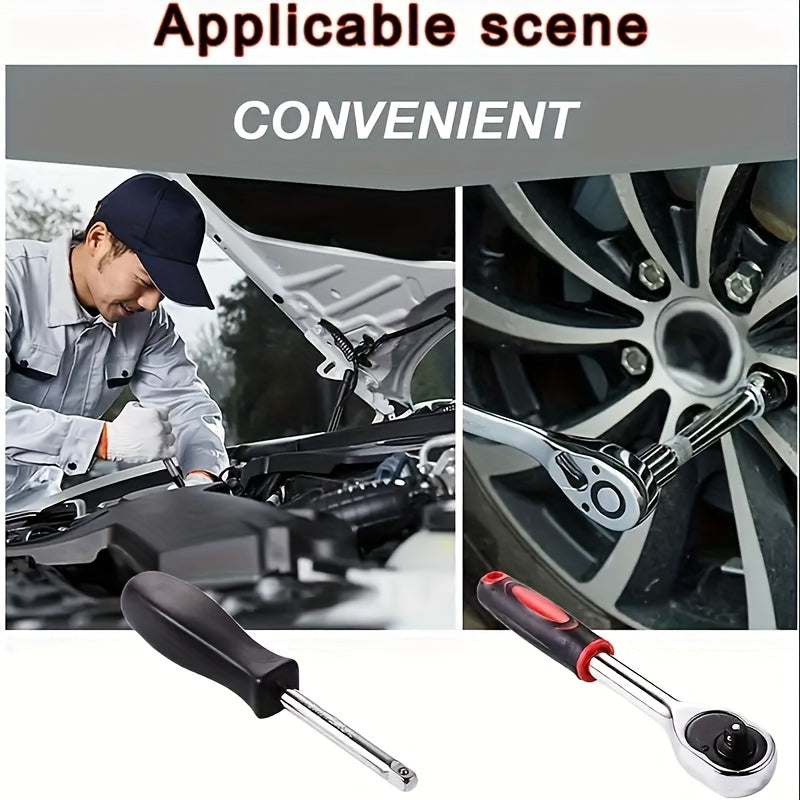 Juego de llaves de vaso de acero al carbono de 46 piezas con trinquete de liberación rápida, kit de herramientas para reparación de automóviles