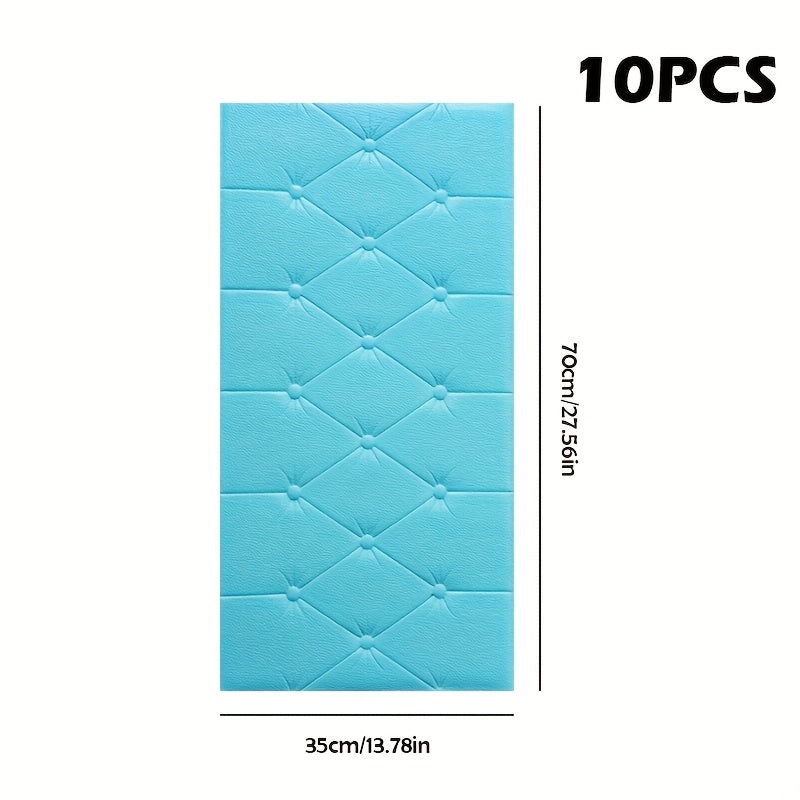 10 dona 70x35cm suv o'tkazmaydigan, o'z-o'zini yopishtiradigan 3D devor stikerlari, yotoqxona va mehmonxona uchun dekoratsiya