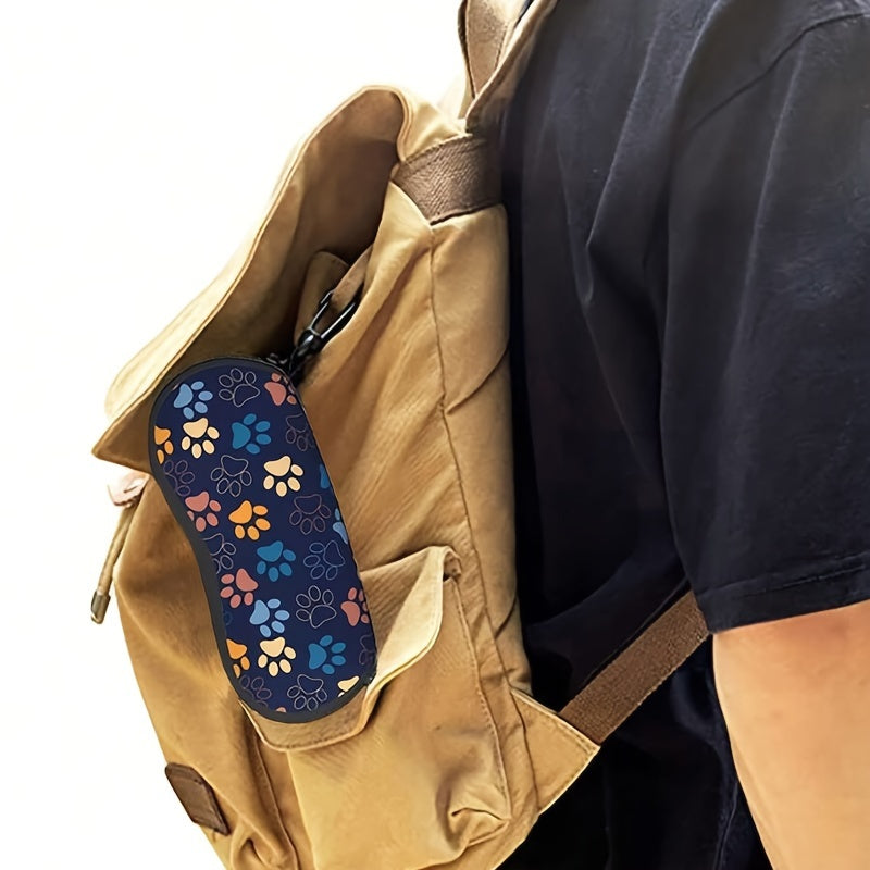 Mustahkam Neoprene Ko'zoynak Qutisi Itning Poyasi Izlari Dizayni - Sayohat va Sport uchun Ideal - Erkaklar va Ayollar uchun Mos