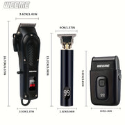 Cordless Electric Hair Clipper Set for Men Rechargeable Barber Kit with 3200mAh Battery