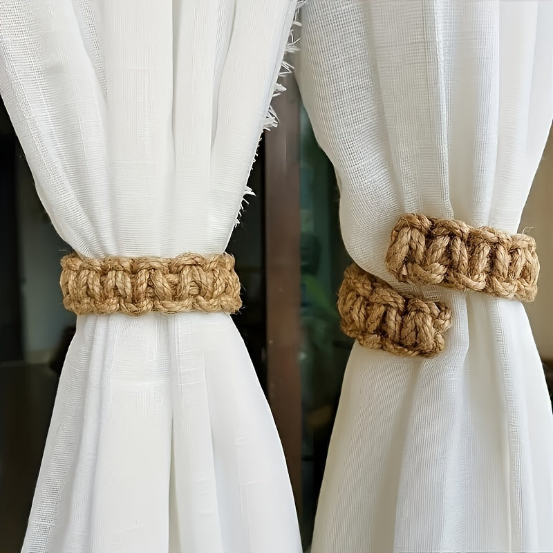 Linen Braided Curtain Tiebacks Set of 2 Semi-Transparent Without Lining for Bedroom Living Room