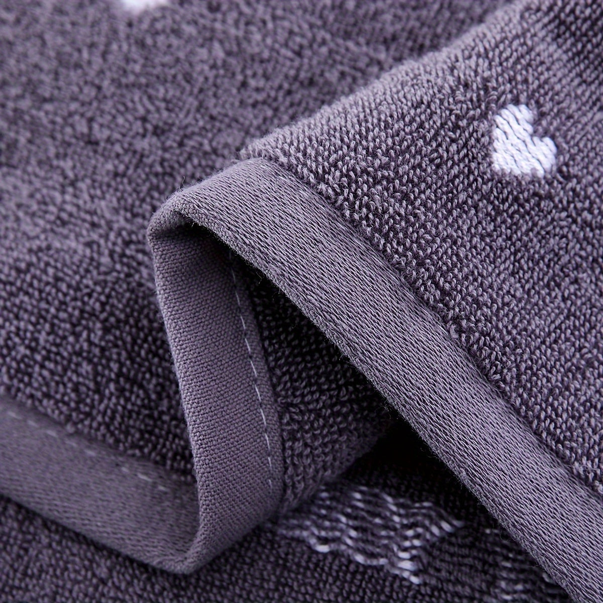 Heart Pattern Cotton Bath Towel Absorbent Quick-Drying Soft Thick for Home Bathroom