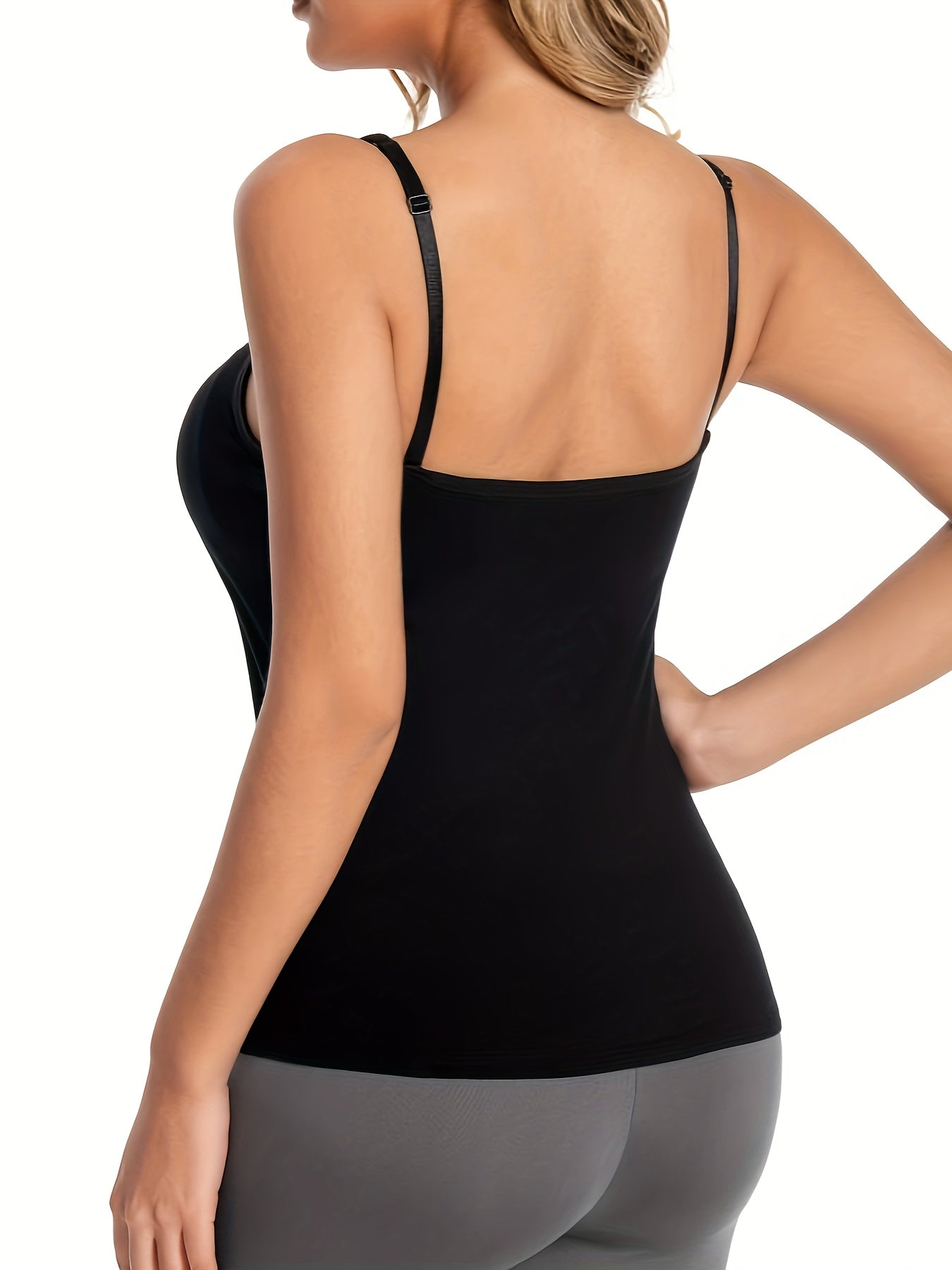 Women's Cami Top with Built-in Bra Backless Stretch Fit for Casual or Outwear