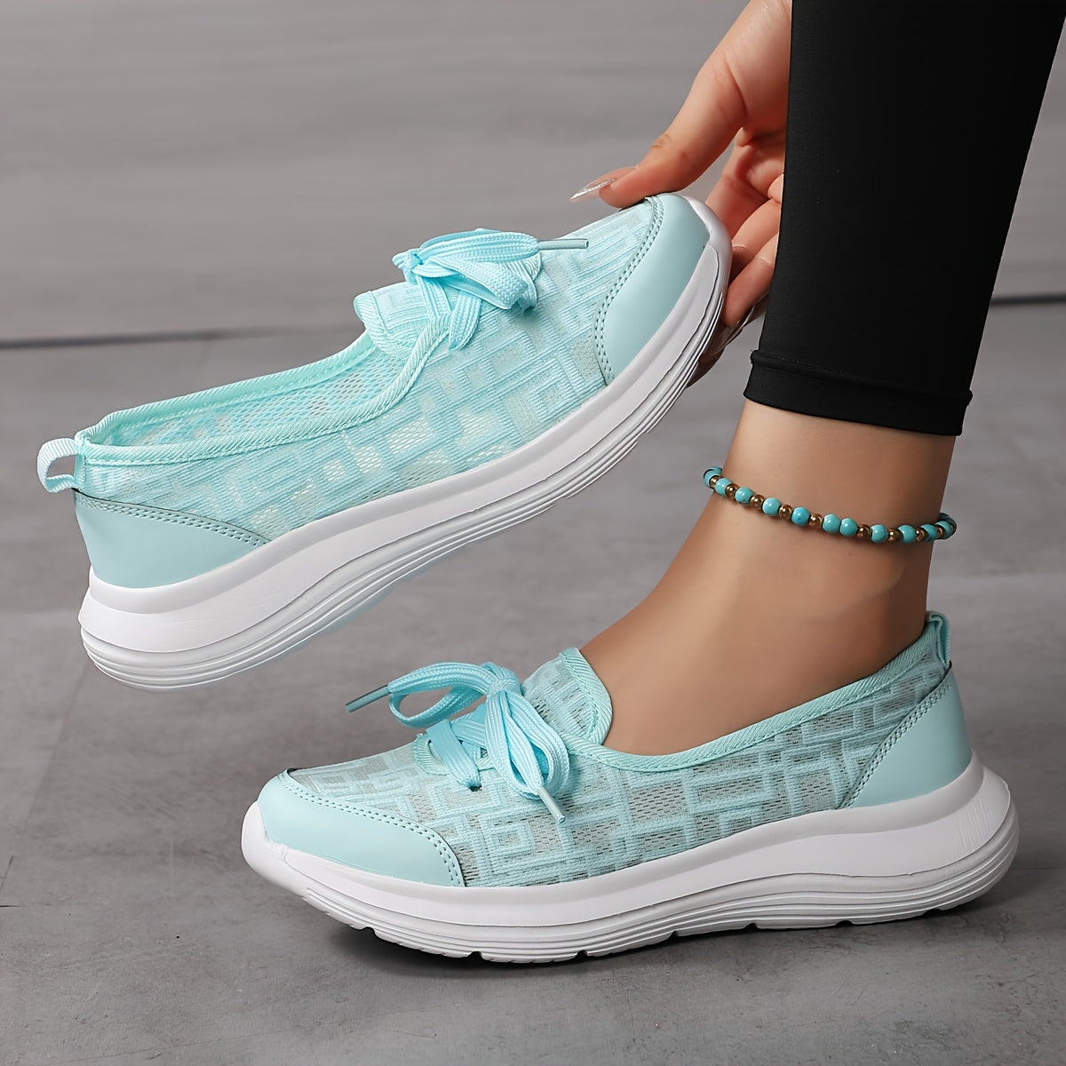 Women's Mesh Mary Jane Flats Round Toe Slip-On Shoes All Seasons