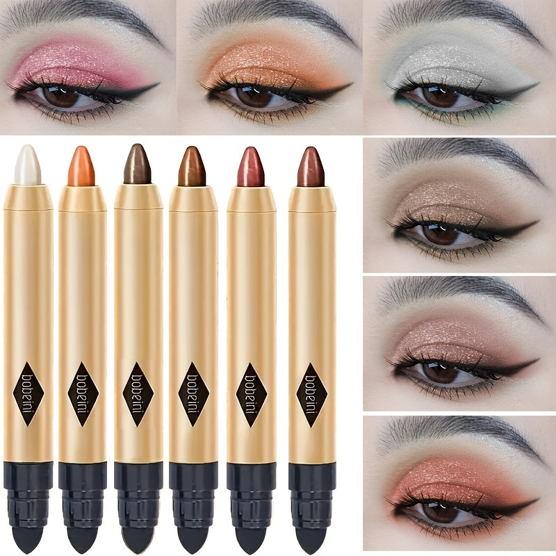 6pcs Colorful Pearlescent Eyeshadow Sticks Water-Resistant Long-Lasting
