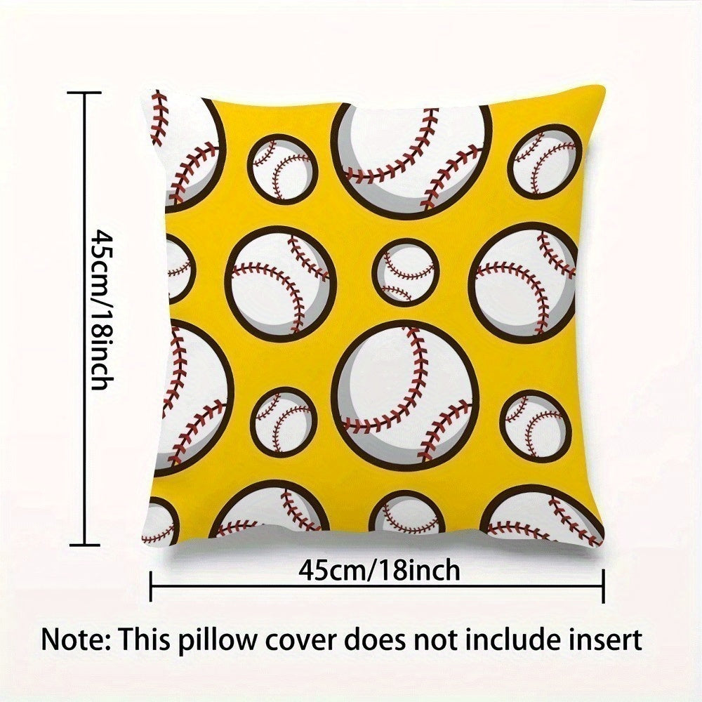 Sports Style Baseball Pillow Cover 45.72cm Square Decorative Cushion Cover for Home Sofa Bedroom