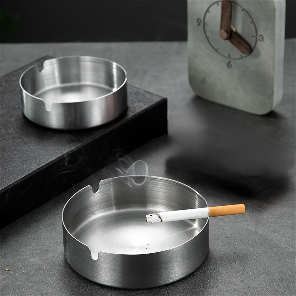 Portable Stainless Steel Cigarette Ashtray Round 8cm Indoor Outdoor Smokers
