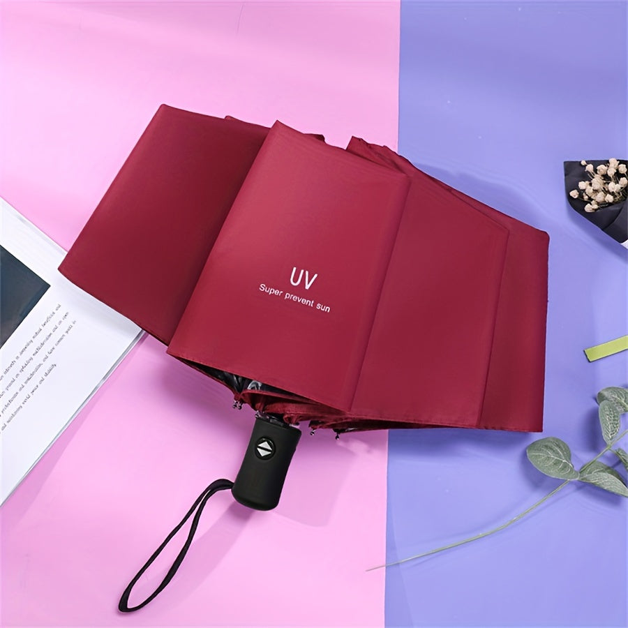 Paraguas automático plegable con protección UV y 8 varillas para hombres y mujeres