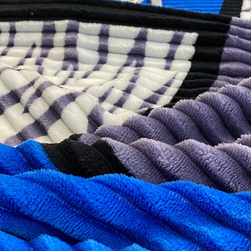 Grey All-Season Plaid Throw Blanket Soft Cozy Machine Washable for Couch Bed Travel