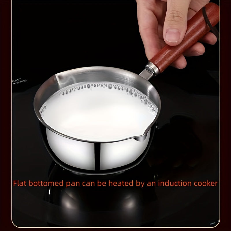 Stainless Steel Saucier Pots Set with 300ml Capacity, Oil Splash Guard, Insulated Handle