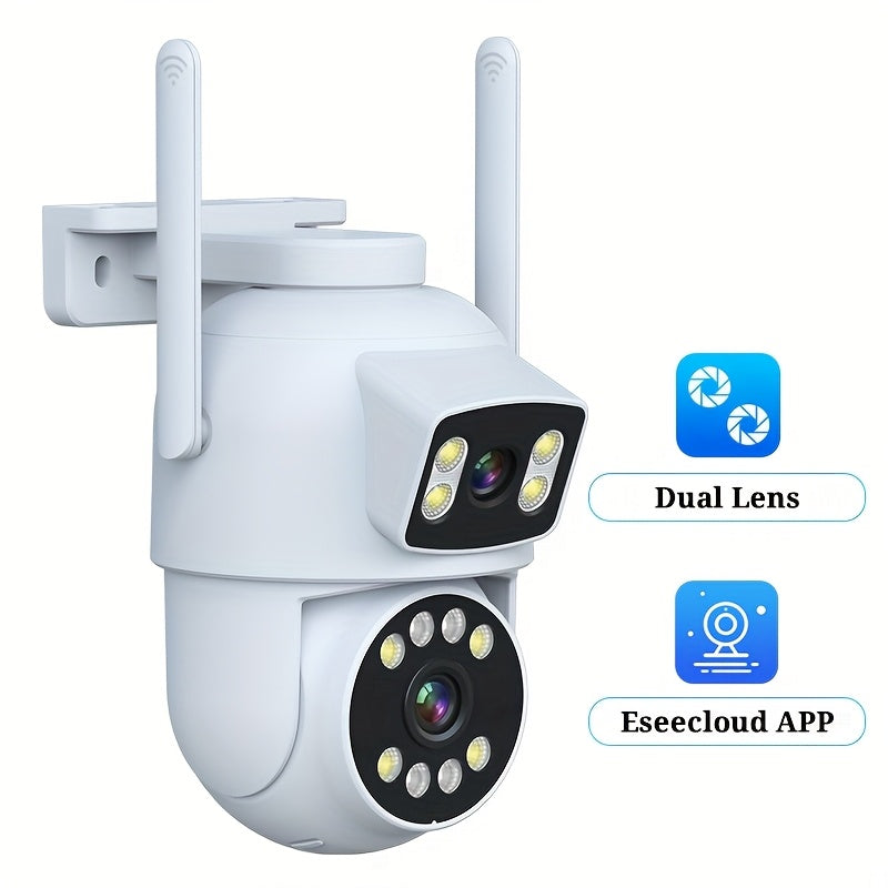 Wireless Security Camera 4MP Dual Lens 2K HD Pan-Tilt Auto Tracking Night Vision