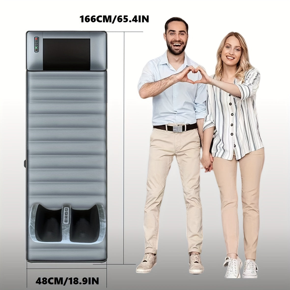 Massage Mattress with Heating, 10-Zone Vibration, Foot and Calf Massage, Grey Velvet Fabric